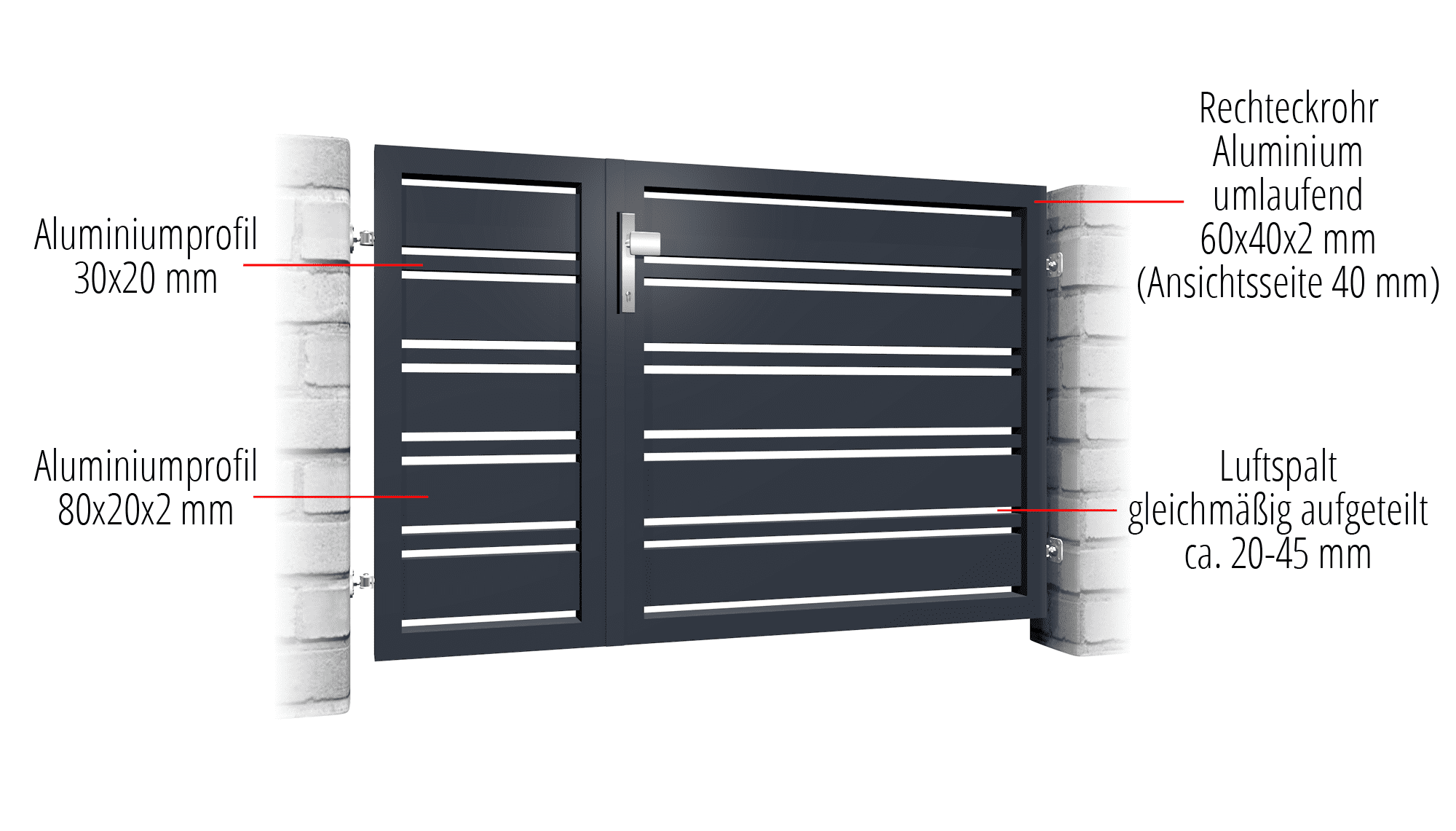 Brise-vue à 2 battants en aluminium pour portillon de jardin lamelles 2, GE