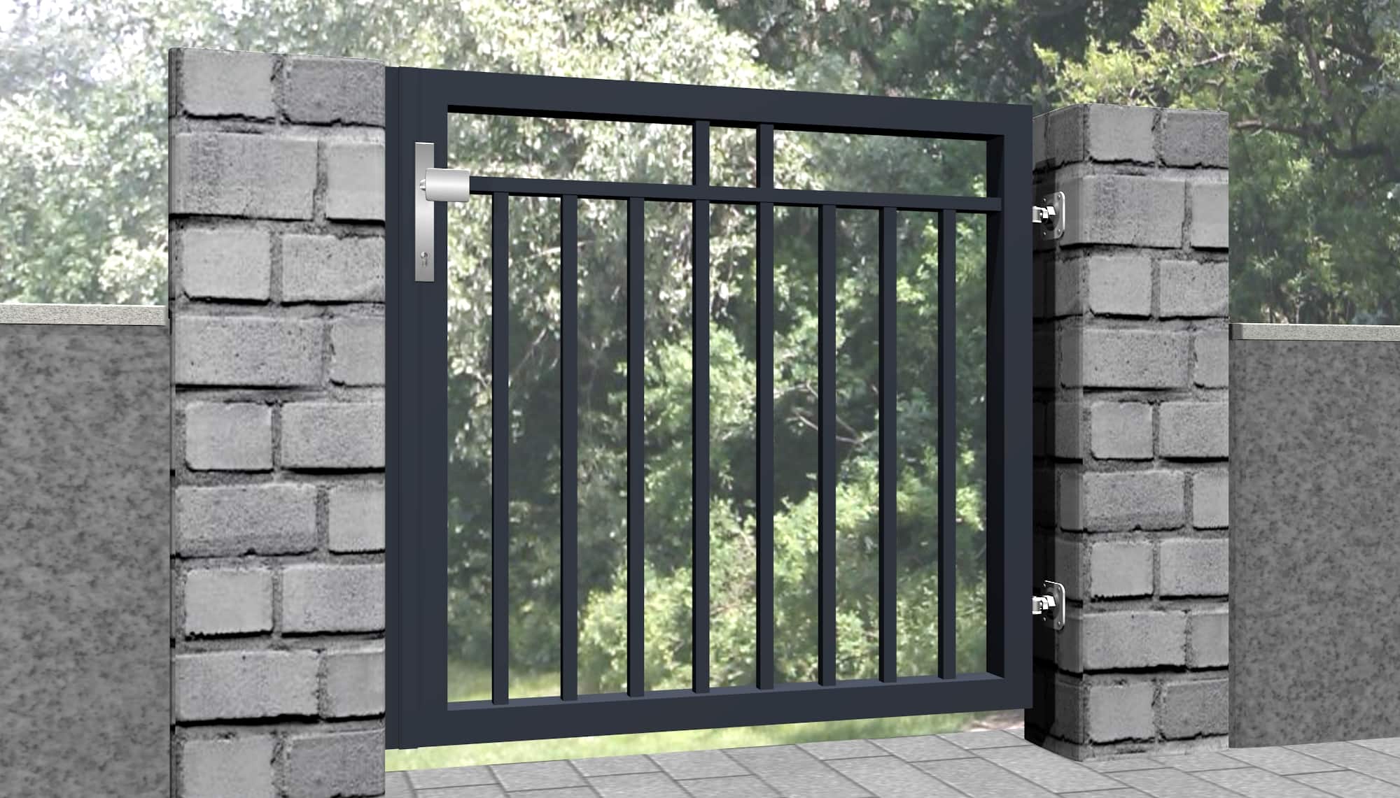 Brise-vue 1 battant en aluminium pour portillon de jardin lamelles, GE