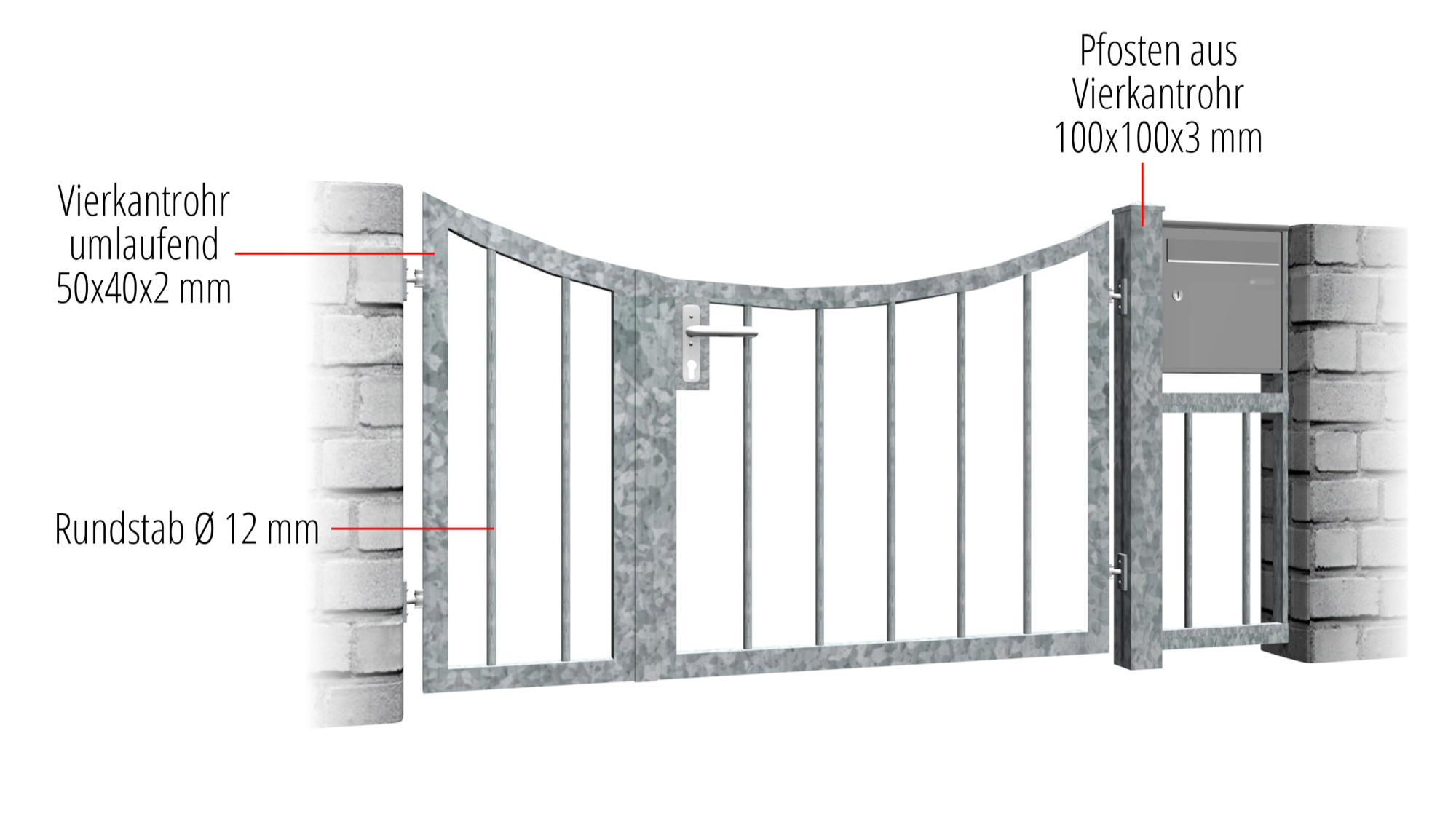 Portillon de jardin en acier galvanisé à 2 battants Solid 2, UB, BK